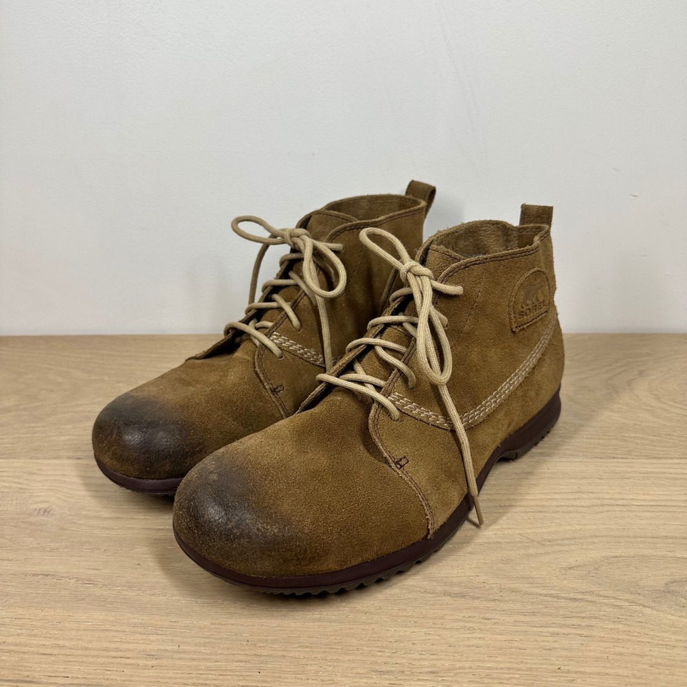 Sorel Chukka Boots Mens 10.5 Brown Leather Suede Lace Up Rugged Outdoor